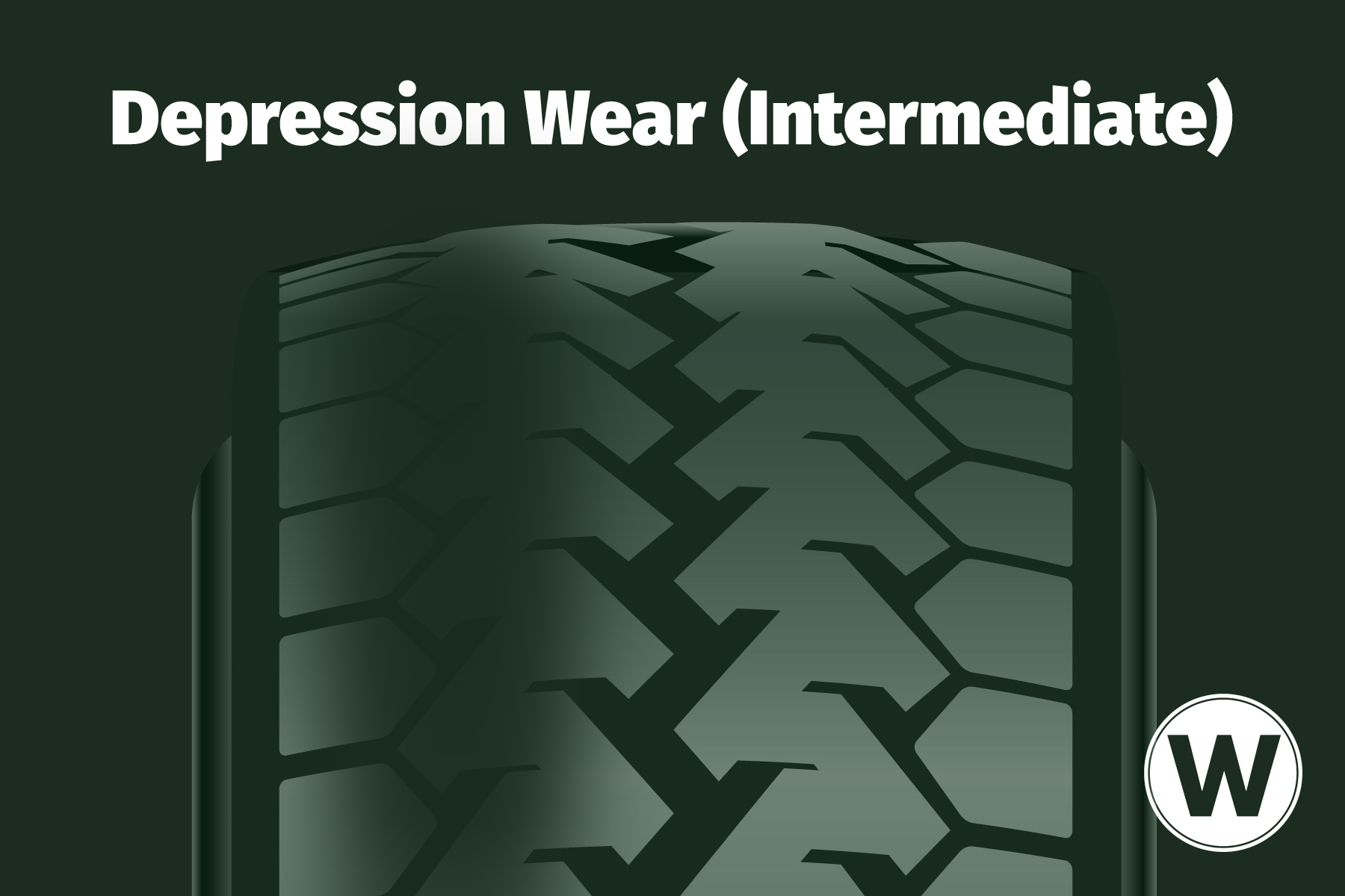 A wear pattern diagram that shows where to find depression wear (intermediate) on your commercial steer tires.