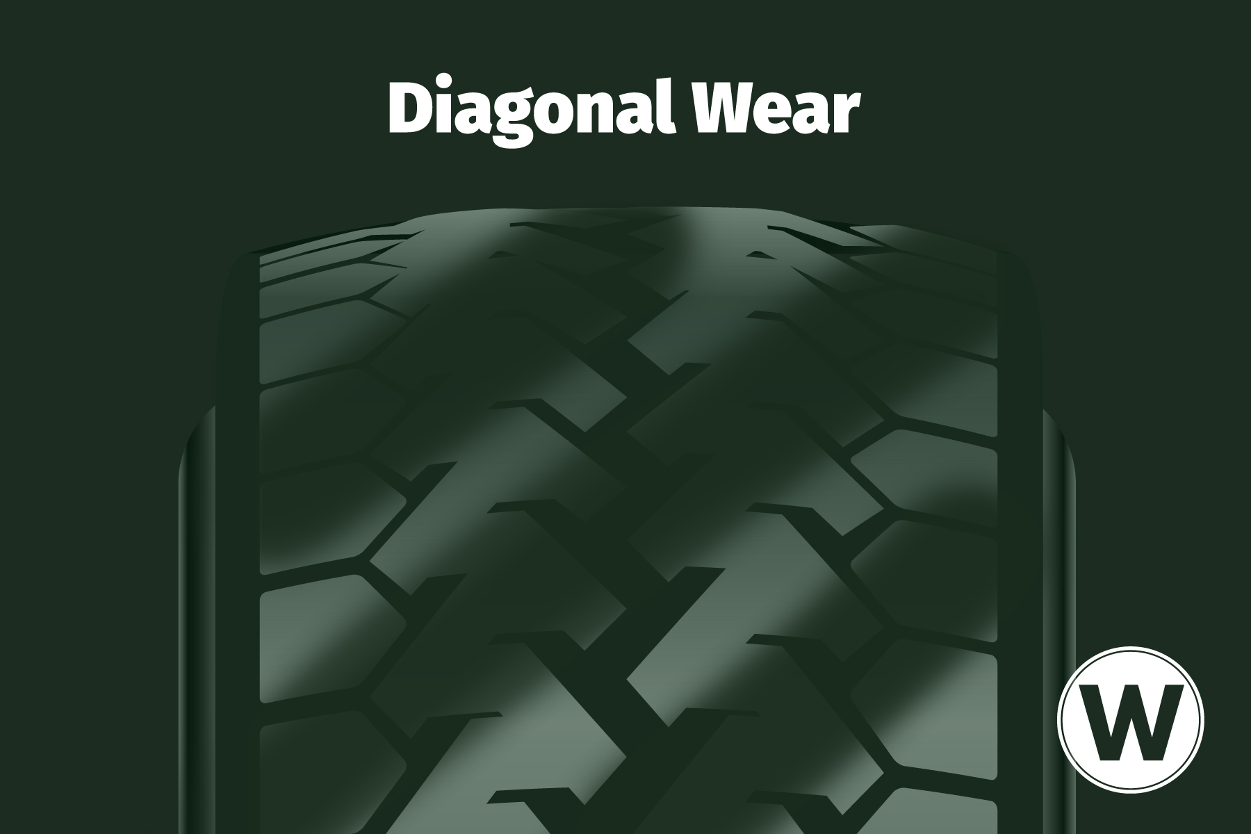 A wear pattern diagram that shows where to find diagonal wear on your commercial steer tires.