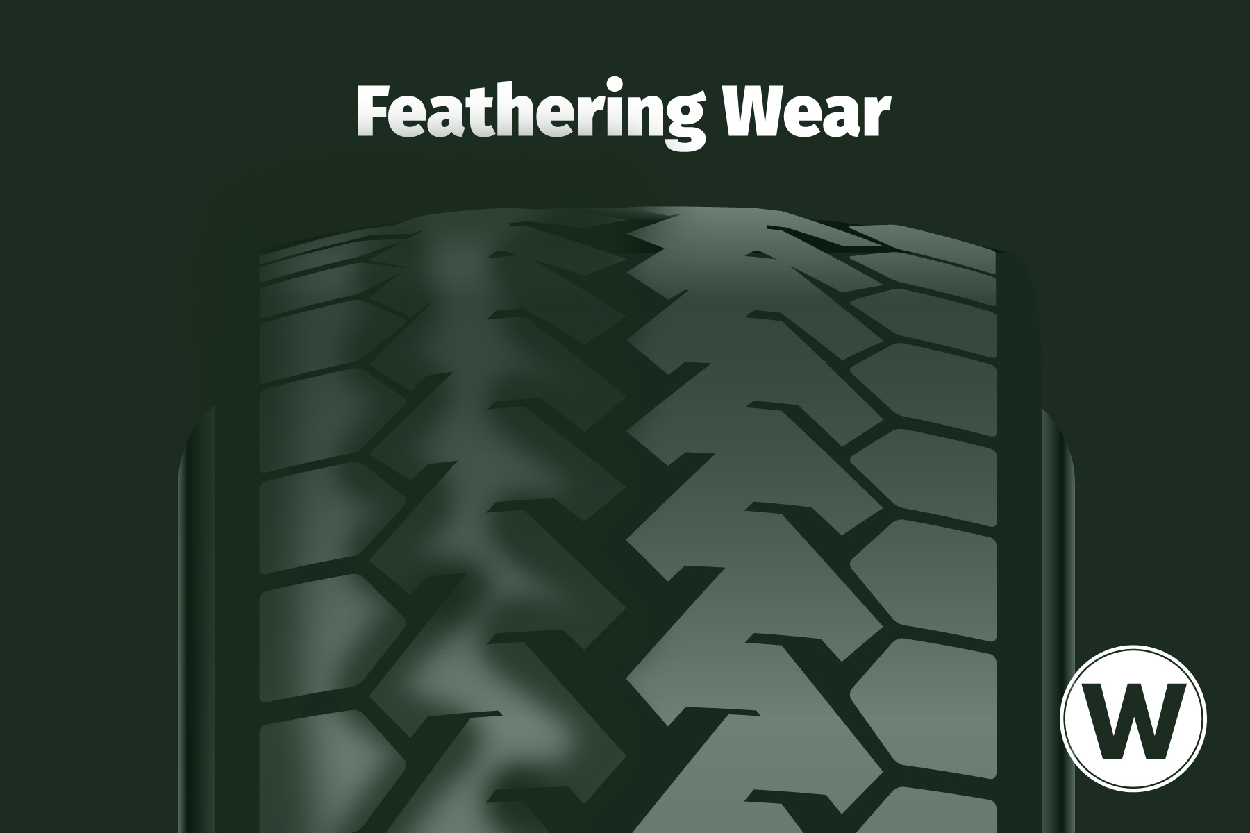 A wear pattern diagram that shows where to find feathering wear on your commercial steer tires.