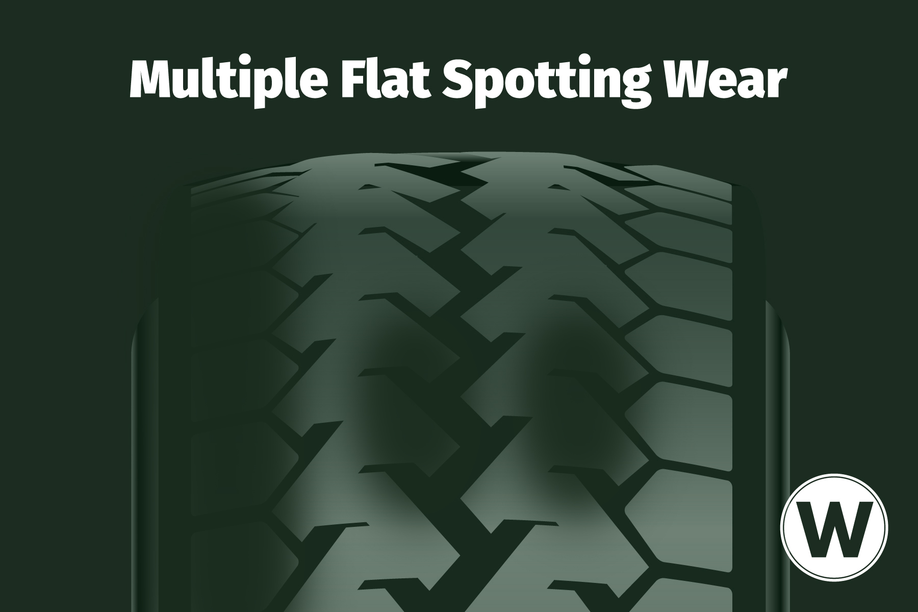 A wear pattern diagram that shows where to find multiple flat spotting wear on your commercial steer tires.